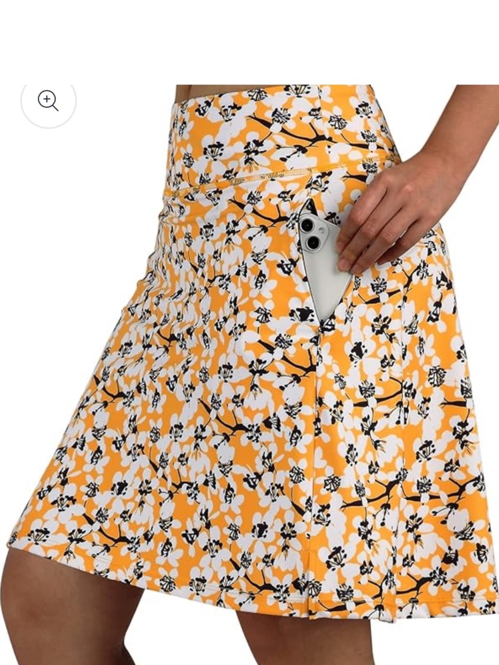 ANIVIVO Yellow Floral A-Line Skort with Side Pockets Size Small